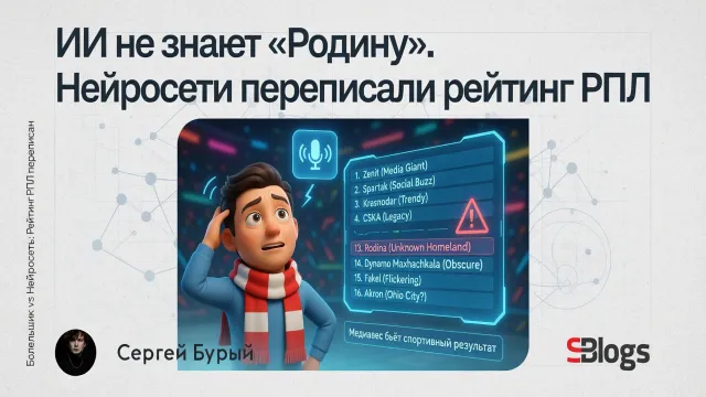 ИИ не знает «Родину». Нейросети переписали рейтинг РПЛ